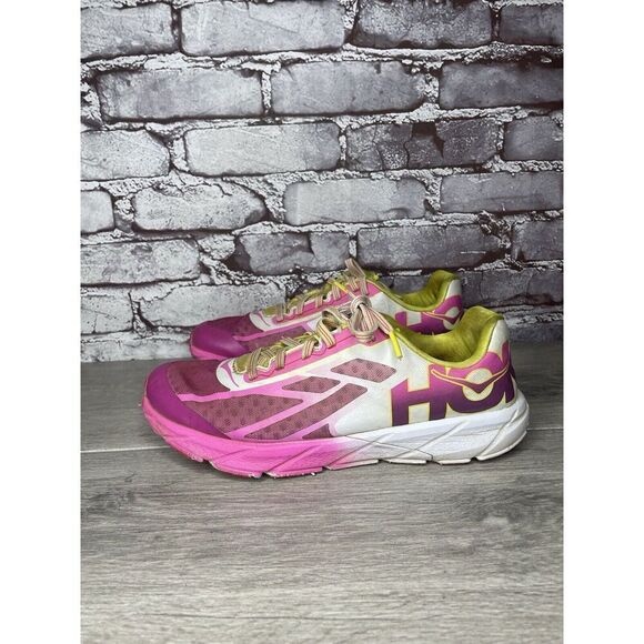 HOKA ONE TRACER Pink FUSCIA CITRUS Lace Up Sneakers Women 9M US/41 1/3EU F10016A - Picture 1 of 16